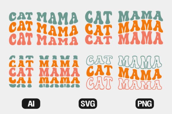 Cat Mama Retro Wavy SVG Bundle T-shirt