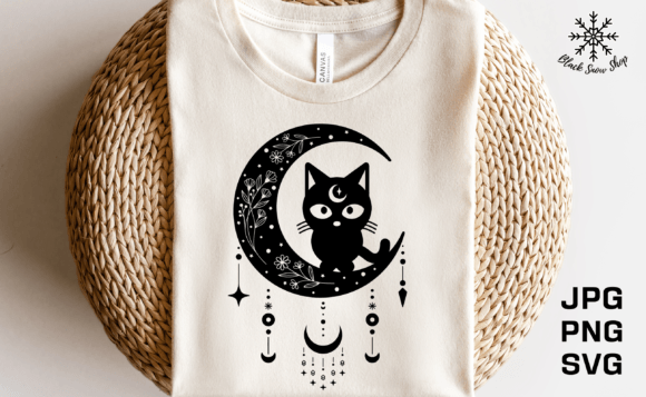 Cat Moon Boho Celestial SVG