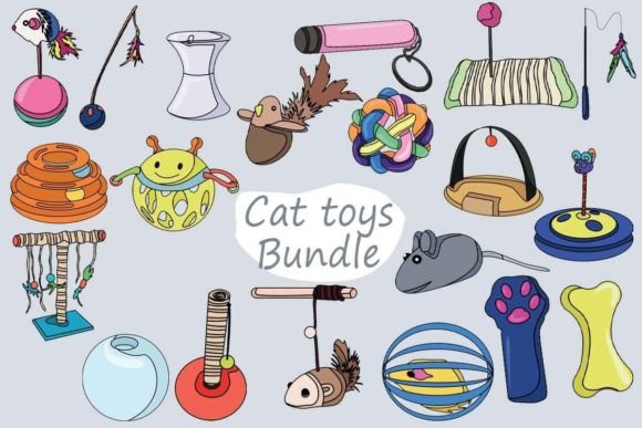 Cat Toys Vector Bundle Illustrations
