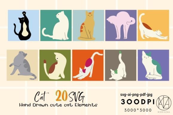 Cute Cat Hand Drawn Illustration SVG