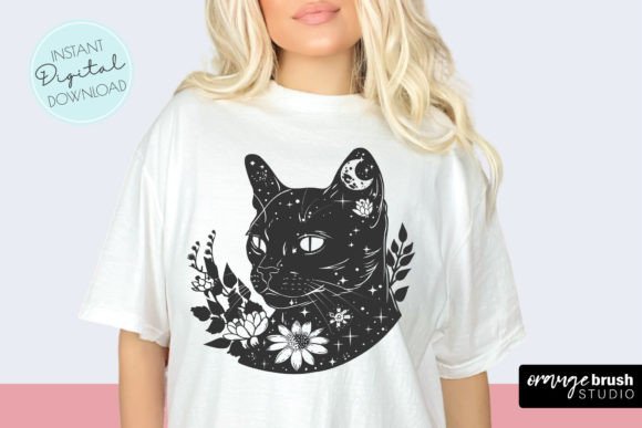 Moon Cat SVG - Boho Celestial PNG