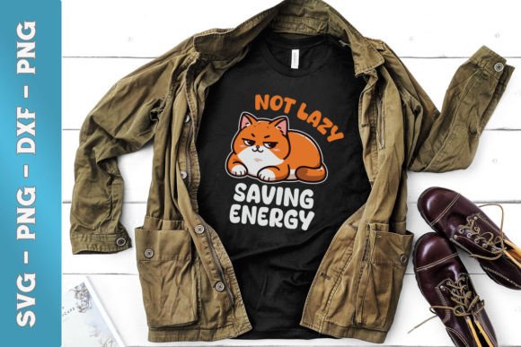 Not Lazy Saving Energy Cat SVG