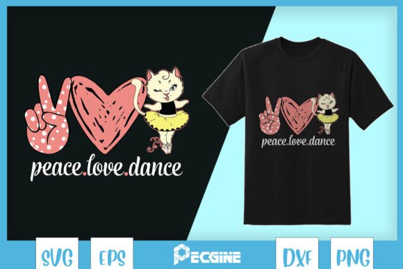 Peace Love Dance Cute Cat SVG