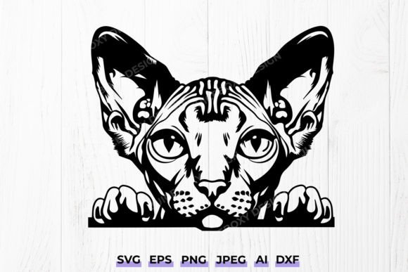 Peeking Sphynx Cat SVG – Hairless Cat