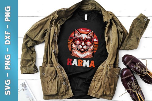 Retro Sunset Karma Cat SVG