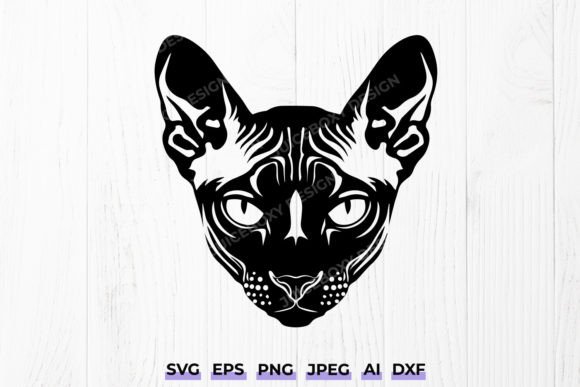 Sphynx Cat Face SVG – Hairless Cat SVG