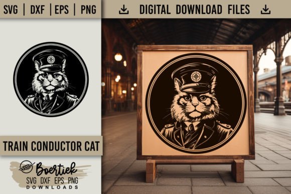 Train Conductor Cat, SVG File